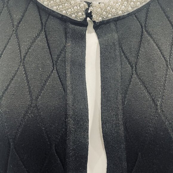 RIO & RIAN NY Black Pearl Trim Quilted Cardigan Sweater Jacket Open Front (XL) - Picture 8 of 13